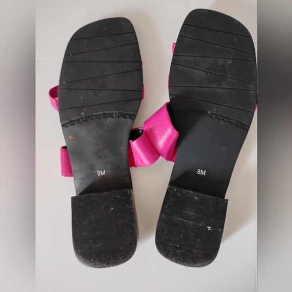 Etienne Aigner Fushia Hot Pink Genuine Leather Sandals Sandy Cay Flat Size 8 - Picture 6 of 9